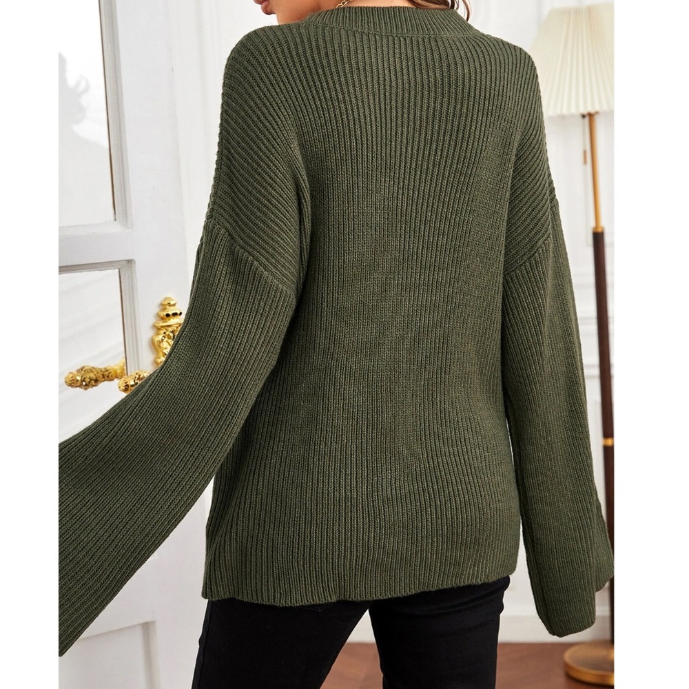 Maternity Green Knit Button Detail Sweater Top - Picture 2 of 7